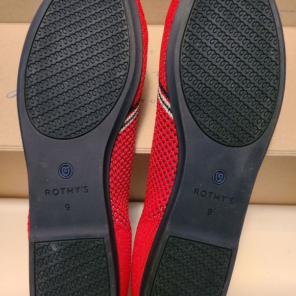 Rothys NIB Cherry Red Stripe Flats Size 9 - Picture 4 of 5